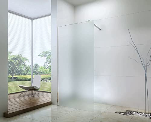 PARETE PORTA FISSA WALK IN BOX DOCCIA IN VETRO OPACO SATINATO 8MM DA 78 A 120 CM REVERSIBILE ALTEZZA 190 CM BRACCIO FISSO 90CM TAGLIABILE (80x190 cm)