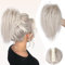 colorful panda Pferdeschwanz mit Klammer Glatt Kurz Clip in Claw Haargummi Haarteil Ponytail Natürliches Kunsthaar Haar Haarverlängerunge Unordentlich Dutt platinblond für Damen Mädchen,26cm