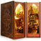 HUKOER 3D Wooden Book Nook Kit DIY Miniature Dolls House with Furniture and LED Light, 3D Puzzle Wooden Art Bookendsfor Kid Children Build Creativity Bookcase (B), 7489