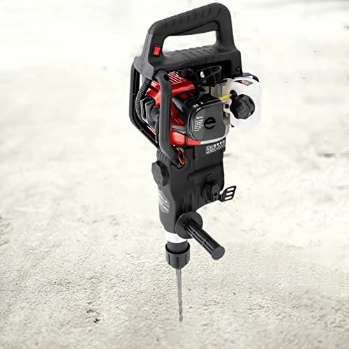 1000W Demolition Jack Hammer - 33cc Gas Powered with 30J Impact Energy - Includes 3 Drills & 2 Chisels - for Concrete/Rock Breaking
