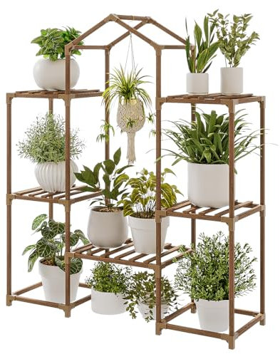 Bamworld Plant Stand Indoor Hanging Plant Shelf Outdoor Large Plant Rack for Multiple Plants Boho Home Decor Plant Gift for Mom Woman