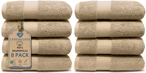 LEBENGOOD Handtücher-Set 8er 50x90 Baumwolle Frottee Handtuch Gästehandtuch | weich und saugfähig, 500 g/m², Oeko Tex zertifiziert, doppelt vernähter Saum, für Bad, Gäste und Hotel