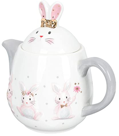 Rabbit Ceramic Teapot Bunny Ceramic Tea Pot Porcelain Teapot Animal Decorative Ceramic Loose Leaf Teapot Floral Ceramic Tea Kettle Kungfu Kettle Ceramics Office Rice Dishes Cute