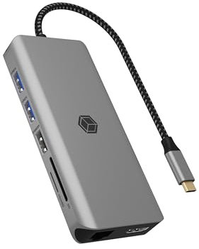 ICY BOX USB-C Docking Station (12-in-1) für 2 Monitore (2X HDMI), 4K 60Hz, 5X USB 3.0 HUB, 100W Power Delivery, Gigabit Ethernet, SD Kartenleser, IB-DK4061-CPD