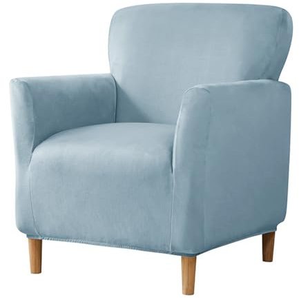 Meigeh Sesselbezug 1-Sitzer Sesselhusse Samt Sessel Überzug Stuhl Bezüge Sofa Bezüge Stuhlschutz Sesselbezug Stretch Hellblau
