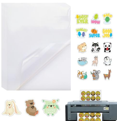 20 Blatt Sticker Papier zum Bedrucken, A4 Selbstklebende Folien, Klebefolien Druckerpapier, Transparent Wasserfest Bedruckbar Vinylfolie, Aufkleber Druckerpapier Stickerpapier für Tintenstrahldrucker
