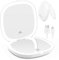 wobsion Miroir de Poche Rechargeable, Miroir de Maquillage pour Voyage, Petit Grossissant 1x/10x Miroir Lumineux pour Femme, Double Face Lumière Dimmable LED Miroirs pour Sacs à Main, 10cm, Blanc