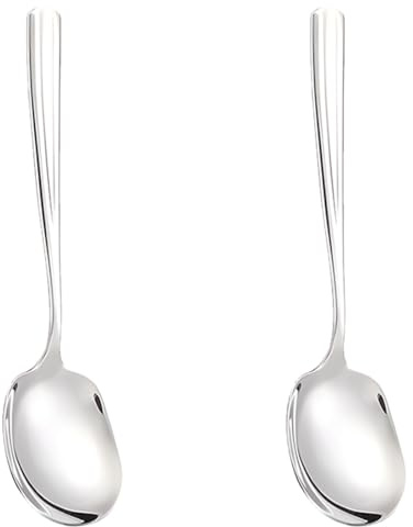 2 Pcs Stainless Steel Large Buffet Serving Spoons Stainless Steel Serving Spoon Silver Serving Spoons with Long Handle for Kitchen Restaurant Banquet （Thickened Square Head