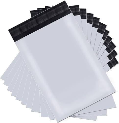 newlng Plastikversandbeutel Versandbeutel Warenbeutel 500mm x 700mm 20Stück Undurchsichtig und Reißfest mit Selbstklebende Streifen Versandtaschen für Waren Textil Logistik Transporttaschen Weiß Groß
