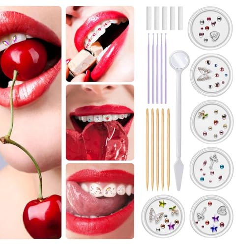 demaxiyad Zahn- -Schmuck, kreatives Zahnschmuck-Set, modisch, dekorativer Zahnschmuck mit glänzenden Kristallen, Zahn- -Dekoration, Starter-Set