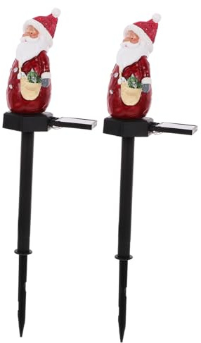 POPETPOP 2stücke Solar Gartenlampe Mit Weihnachtsmann-design Langlebige Außenleuchte Für Festliche Gartenbeleuchtung Weihnachtsdeko Für Außenbereich