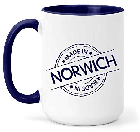 teesandmugs Made in Norwich Ceramic Mug - Unique Gift for Home and Office - Ely Town Keepsake Souvenir (Navy)