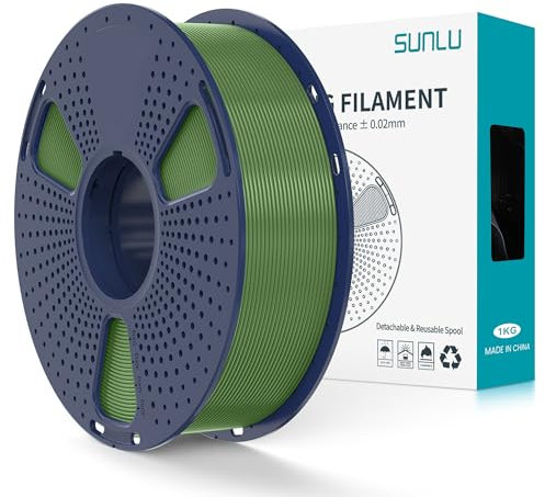 SUNLU PLA+2.0 Filament 1.75mm, Upgrade PLA Plus 3D Drucker Filament, Stärker und robuster, High Speed PLA+ Filament, Maßgenauigkeit +/-0,02mm, 1KG 3D Druck PLA+ Filament, Olivgrün
