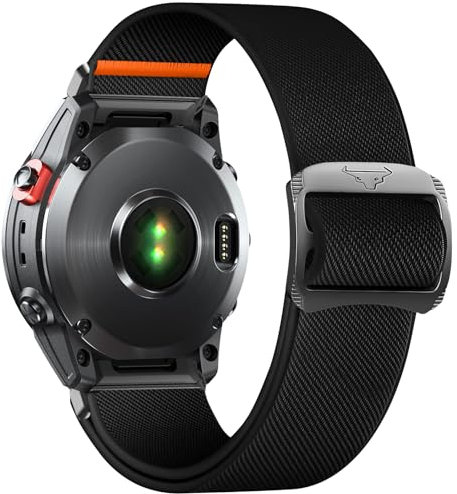 SumRioo 26 mm QuickFit Armband für Garmin Fenix 8/8 Solar 51 mm/7X Pro/7X/6X Pro/6X/5X Plus/5X/3/3HR, Elastisch Nylon Armbänder für Garmin Tactix 8 51 mm, Enduro 3, Epix 2 Pro, Schwarz