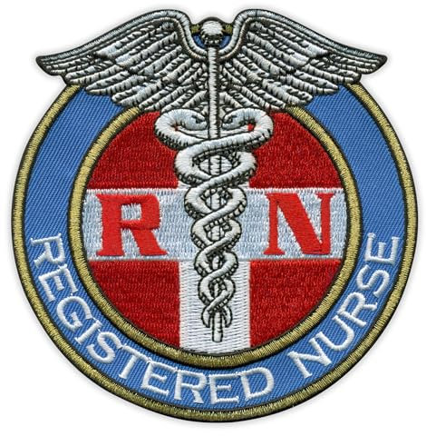 Aufnäher/Abzeichen/Emblem, Motiv: Registered Nurse RN Caduceus, magnetische Rückseite, bestickt