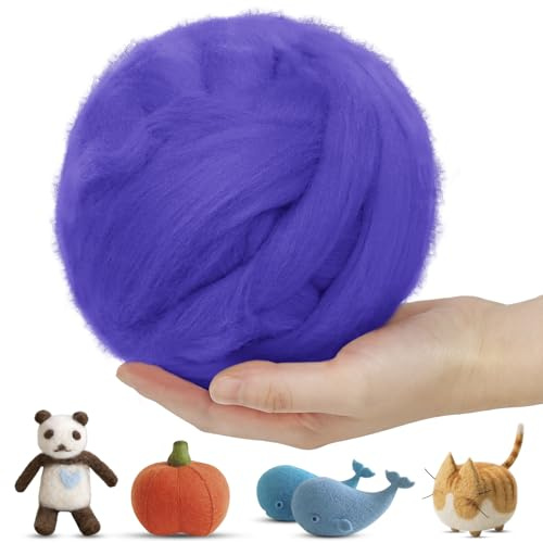 LEREATI 200g Filzwolle Lila, Filzwolle zum Trockenfilzen Und Nassfilzen, Filz Wolle zum Trockenfilzen, Wolle zum Filzen, Handspinnen, DIY Handwerk, Deko