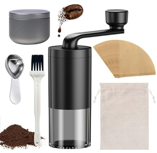 AYSYR Kaffeemühle Set (55 Stück),Coffee Grinder Wiederverwendbar,Kaffee Mühle Voll Waschbar,Manuelle Kaffeemühle Mitzubehör,Handkaffeemühle Schleifkern aus Keramik für Boyfriend für die Freundin