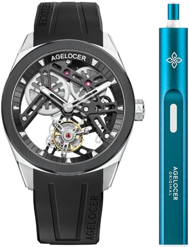 agelocer Ny Tourbillon man mekanisk klocka safir keramisk infattning skelett män armbandsur