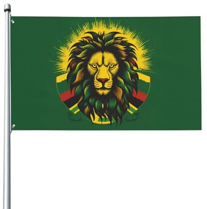Banderas de león de Judá, rasta jamaiquino, reggae, 3 x 5 pies, bandera grande de bienvenida para jardín, decoración al aire libre, bandera para casa, patio, fiesta