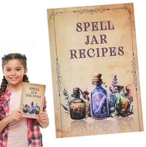 Ruwshuuk Hexenhandwerk Zauberbuch, Spell Jar Book - Druckzauberbuch mit 61 Seiten für neue Hexen,Zaubererzubehör für Heimreiseversammlungen für Heimschule