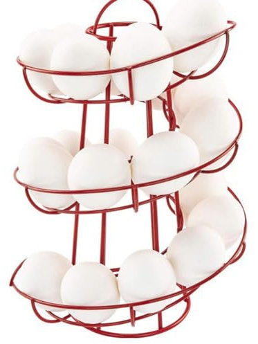 Kueohse Küchen-Eierregal, Spiral-Eierkorb, Praktisches Eier-Aufbewahrungsregal Aus, Aufbewahrungsregal Rot