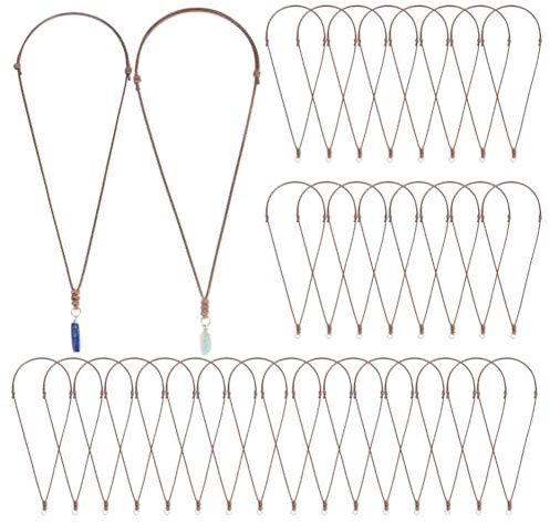 PH PandaHall Waxed Cord Necklace 36pcs Necklace String Rope Adjustable Necklaces Chains Bulk Cords Rope With Metal Ring for Men Women Pendants Bracelets Jewellery Making Craft 36-72cm