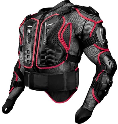 Motorcycle Motorbike Full Body Armor Armour Protective Gear Jacket Pro Street Sport Motocross ATV MTB Racing Shirt Jacket Protector with Chest Back Protection for Adult,Red-4XL