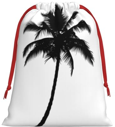 Palm Tree Print Holiday Drawstring Gift Bags, Jewelry Pouch, Reusable Christmas Party Favor Pouchs, M