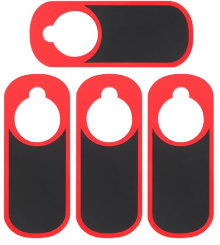 MAGICLULU Lot de 4 Panneaux de Porte en Bois Rouge, Tableau D’écriture Suspendu Double Face Vierge, Étiquette de Porte Polyvalente pour Bureau, Maison, Hôtel et École, Panneau Suspendu