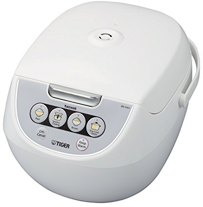 Tiger Corporation JBV-A10U-W 5.5-Cup Micom Rice Cooker with Food Steamer and Slow Cooker, White