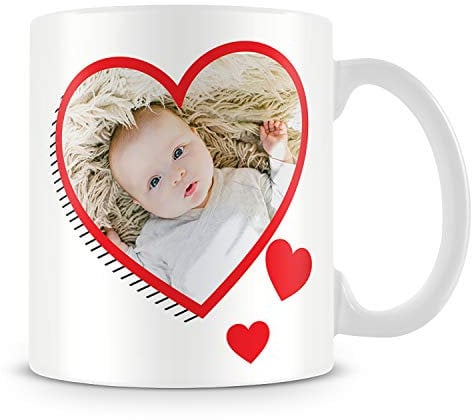 I Love Heart Personalised Photo Mug (add Photo) Customised Cup Gift