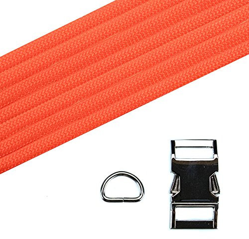 Paracord Planet Dog Collar DIY Kit - Parachute Rope Dog Collar - 550 Paracord 5/8 Buckle and 3/4 D Ring - Black & Silver Metal Hardware - Multiple Color Options Available - EBOOK How To Available