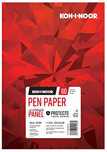 Koh-I-Noor 26170500615 Stiftpapier, hochweiß, glatt, mit Tintenblock-Panel, 36,3 kg/118 g/m², 17,8 x 25,4 cm, 60 Blatt pro Block, je 1 Stück