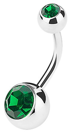 Piercingfaktor Bauchnabelpiercing Banane Piercing Bauch Stecker Gebogen mit Doppel Multi Kristall Kugel