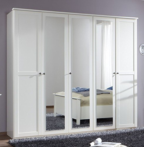 Beauty.Scouts Kleiderschrank Malamut Drehtürenschrank, Schrank, Spiegeltüren, Alpinweiß, 225x210x58 cm