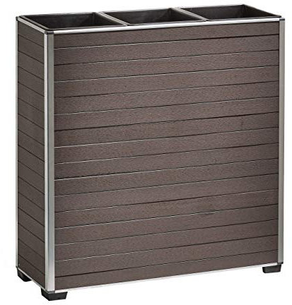 EVERFLOOR Pflanzkübel Pflanzgefäße Blumenkübel Blumentopf für Blumen etc. WPC 74 x 25,5 x 75 cm, für Innen und Außen, wasserdichter Kunststoffeinsatz, braun