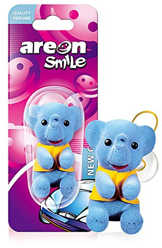 Areon Smile Car Air Freshener New Car Smell Scent Funny Hanging Blue Elephant Home 3D Pack of 1