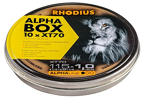 RHODIUS XT70 | 10 Stück Ø 115 mm x 1,0 mm | Trennscheibe Metall | Extra dünn| für Winkelschleifer, Edelstahl, INOX, Stahl, Eisen, Hartmetall