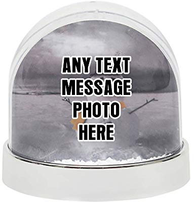 Personalised with Your own Text,Name,Image themed Photo Snow Globe Dome Glitter Shaker. (Silver)