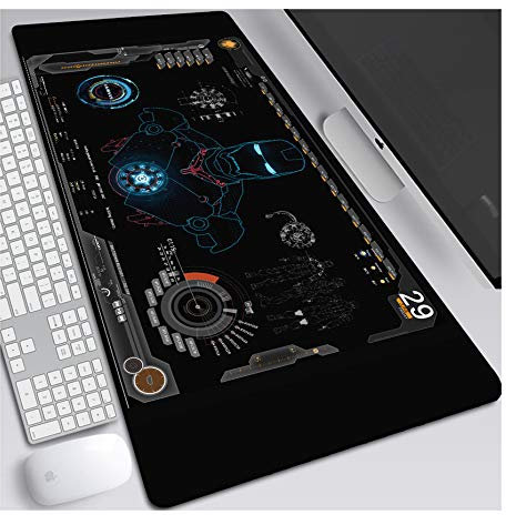 Iron Man Tapis de Souris Gaming XXL, 900x400mm, Anime Mouse Pad - Surface spéciale améliore la Vitesse et la précision, 3mm Base en Caoutchouc Antidérapant Surface-pour Ordinateur et PC, A