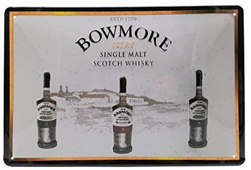 Cartel de chapa retro para amantes y amantes del whisky de Bowmore, 30 x 20 cm
