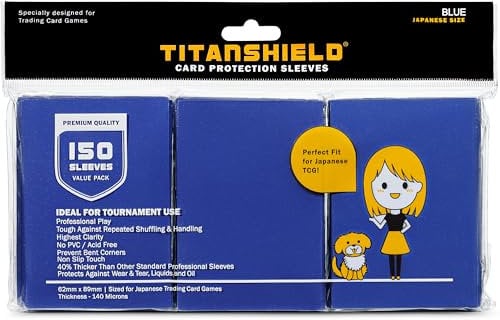 TitanShield Kartenhüllen für Yu-Gi-Oh, Cardfight, klein, japanische Größe, 150 Stück (Blau) Vanguard & More