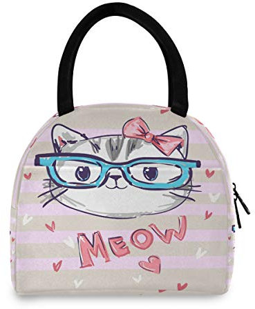 BIGJOKE - Fiambrera con aislamiento para gatos, gatitos, lonchera y almuerzo, bolsa térmica duradera para oficina, trabajo, escuela, picnic, playa, senderismo, mujeres, hombres, universidad