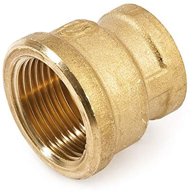 Messing Reduziermuffe 1 1/4 IG x 3/4 IG ist ein Verbindungsstück mit Verschraubung von Innengewinde auf Innengewinde zweier Gewinderohre unterschiedlicher Dimensionen