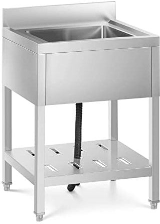 Royal Catering Fregadero Industrial de Cocina con Gran Capacidad RCSSS-60X60-S (Acero inoxidable, Dimensiones del mueble: 60 x 60 cm, 1 cubeta de 40 x 40 x 25,5 cm)