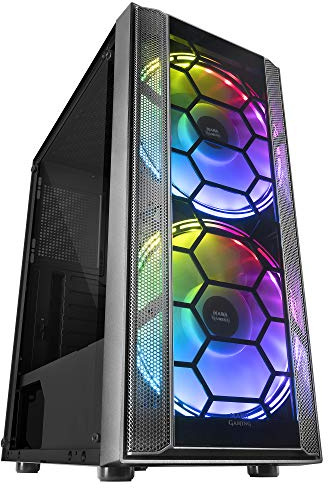 Mars Gaming MC500, ATX PC Case, 2 Ventilateurs XXL FRGB, Fenêtre + Grille, Noir