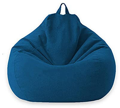 QIROG Faule Bohnenbeutel Sofa Cover Stühle Decken ohne Füller Leinen Tuch Liege Seat Beatpack Couch Tatami Wohnzimmermöbel-Dunkelblau_S.