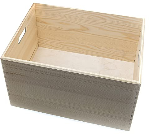 Holzfee Holzkiste 40 x 30 cm Allzweckkiste Holz Kiste Holzbox AUSWAHL-Angebot (mit Griffe/stapelbar)