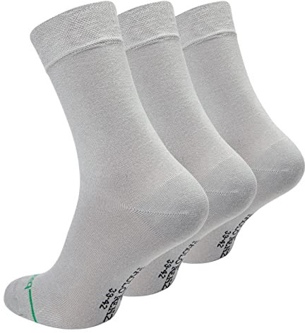 Paolo Renzo Unisex Bambus Business Socken 3 Paar Bambussocken für Damen und Herren Geruchshemmend Größe 35/38 Hellgrau