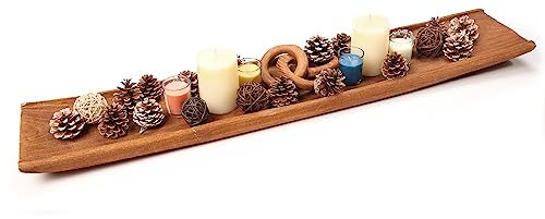 Athaliah Wood Dough Bowl, 39.5 Inchs Natural Solid Wooden Dough Bowls, Rustic Long Wooden Bread Bowl for Table Centerpiece Dining Room Home Kitchen Decor